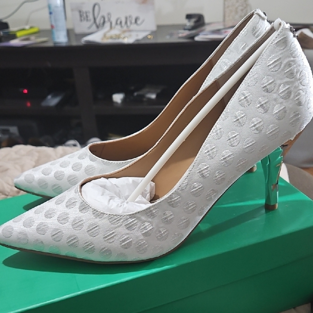 J.Renee White Textured Heels